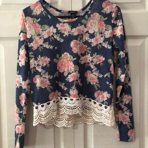 Long Sleeve Floral Detailed Top